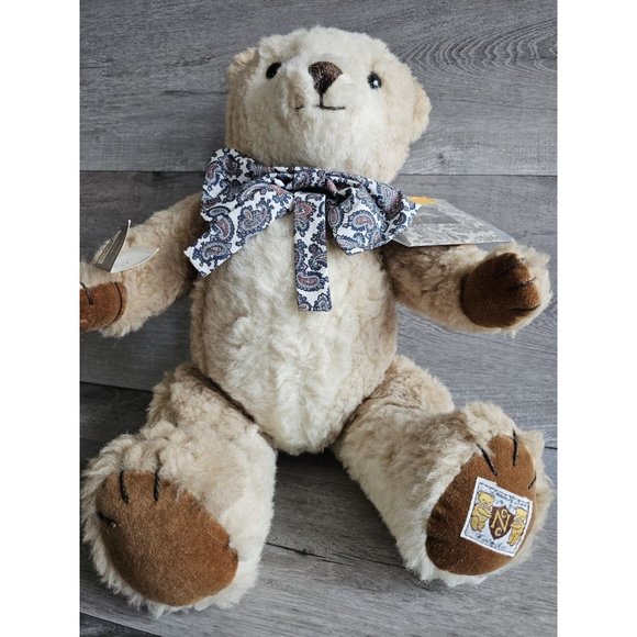 Vtg House of Nisbet Jack's Teddy Bear Jointed Crushed Alpaca Plush 15" 571 Tags - Picture 2 of 16